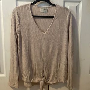 Anthropologie Ribbed Tan Vneck Sweater